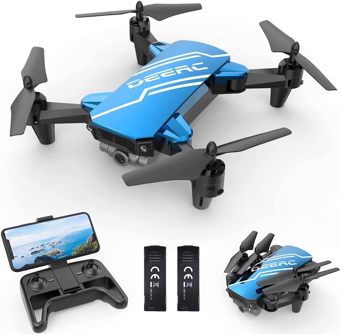 DEERC D20 FPV Drone with 720P HD FPV Camera, Voice and Gesture Control, Waypoint Fly, Altitude Hold, Headless Mode, One Key Start, Speed Adjustment, 3D Flips, 2 Batteries