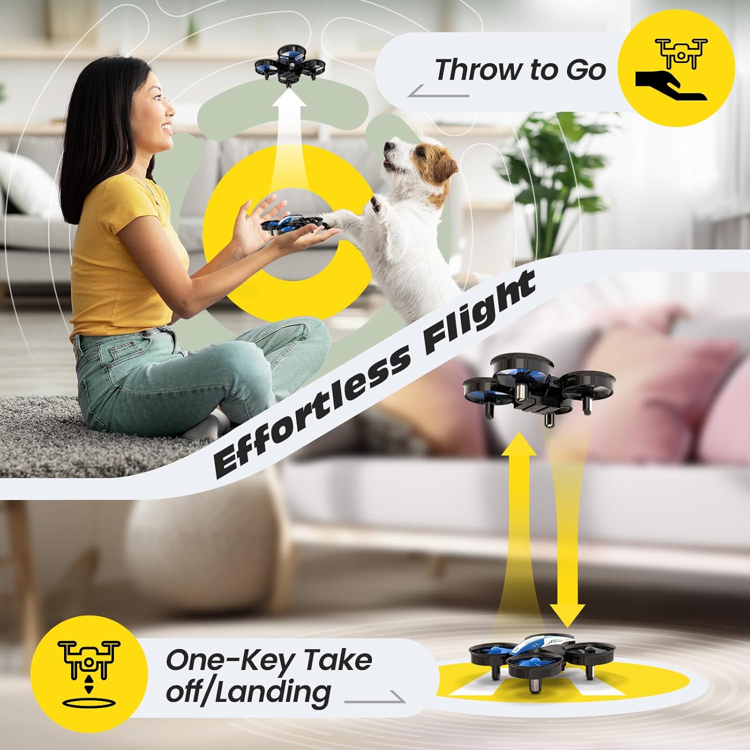 Holy Stone HS210 Mini Drone with One-Key Start/Landing, Altitude Hold, Circle Fly, Auto Hover, 3D Flips, Headless Mode and 3 Batteries, Great Gift Toy