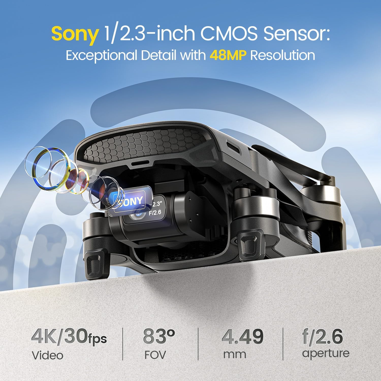 Holy Stone HS900 Drone features a 48MP 4K camera with a SONY sensor