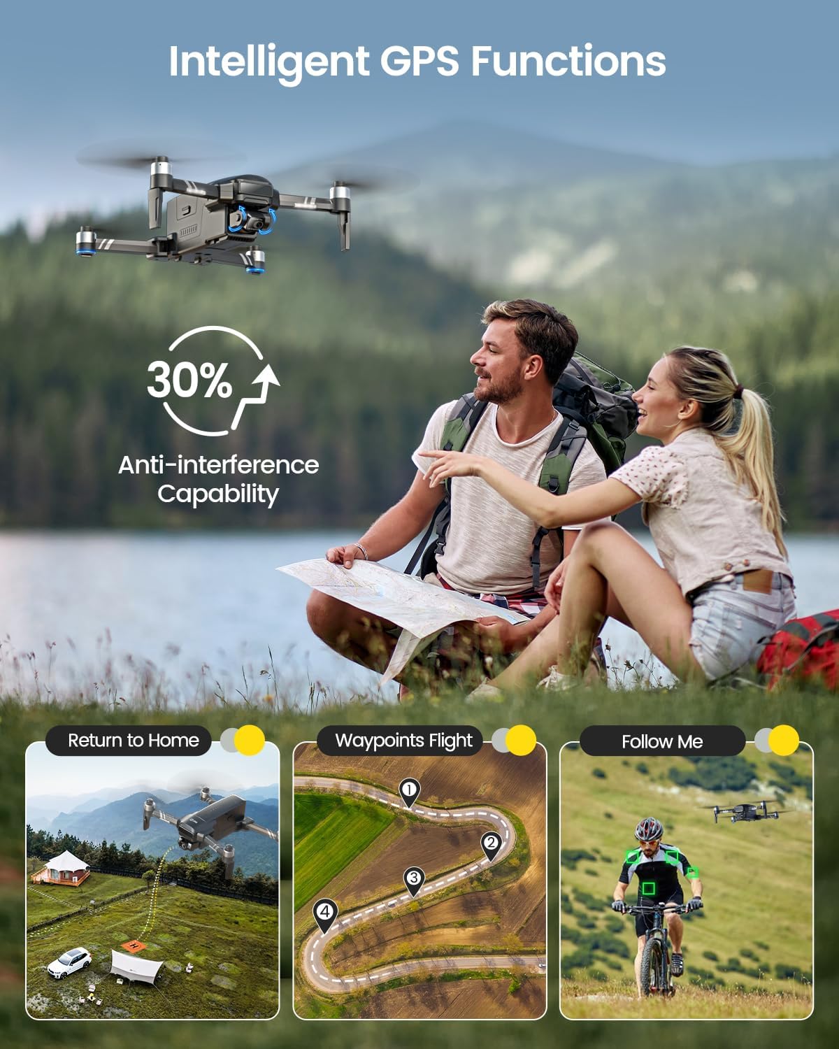 Holy Stone HS600 2-Axis Gimbal GPS Drone with 4K EIS Camera, Integrated Remote ID, 28-Min Flight Time, 10000FT Transmission, Brushless Motors, Auto Return, Level-6 Wind Resistance