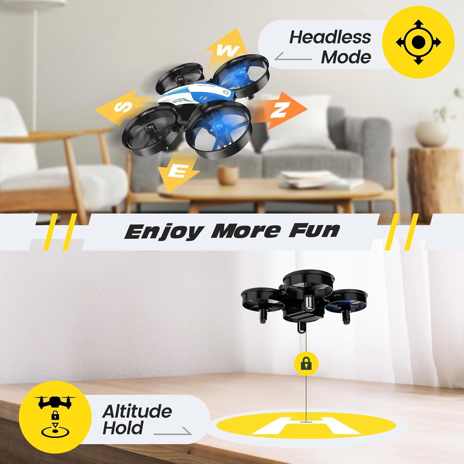 Holy Stone HS210 Mini Drone with One-Key Start/Landing, Altitude Hold, Circle Fly, Auto Hover, 3D Flips, Headless Mode and 3 Batteries, Great Gift Toy