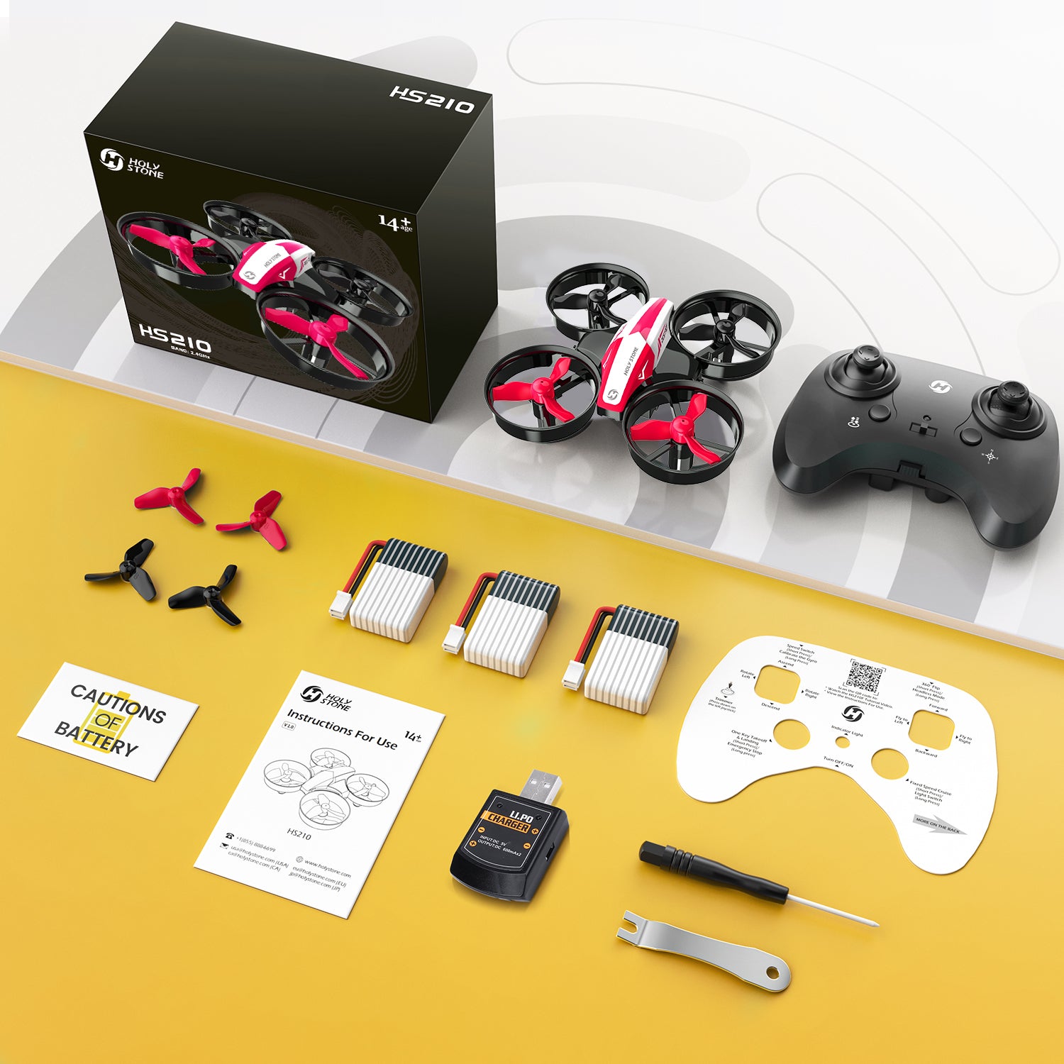 Holy Stone HS210 Mini Drone with One-Key Start/Landing, Altitude Hold, Circle Fly, Auto Hover, 3D Flips, Headless Mode and 3 Batteries, Great Gift Toy