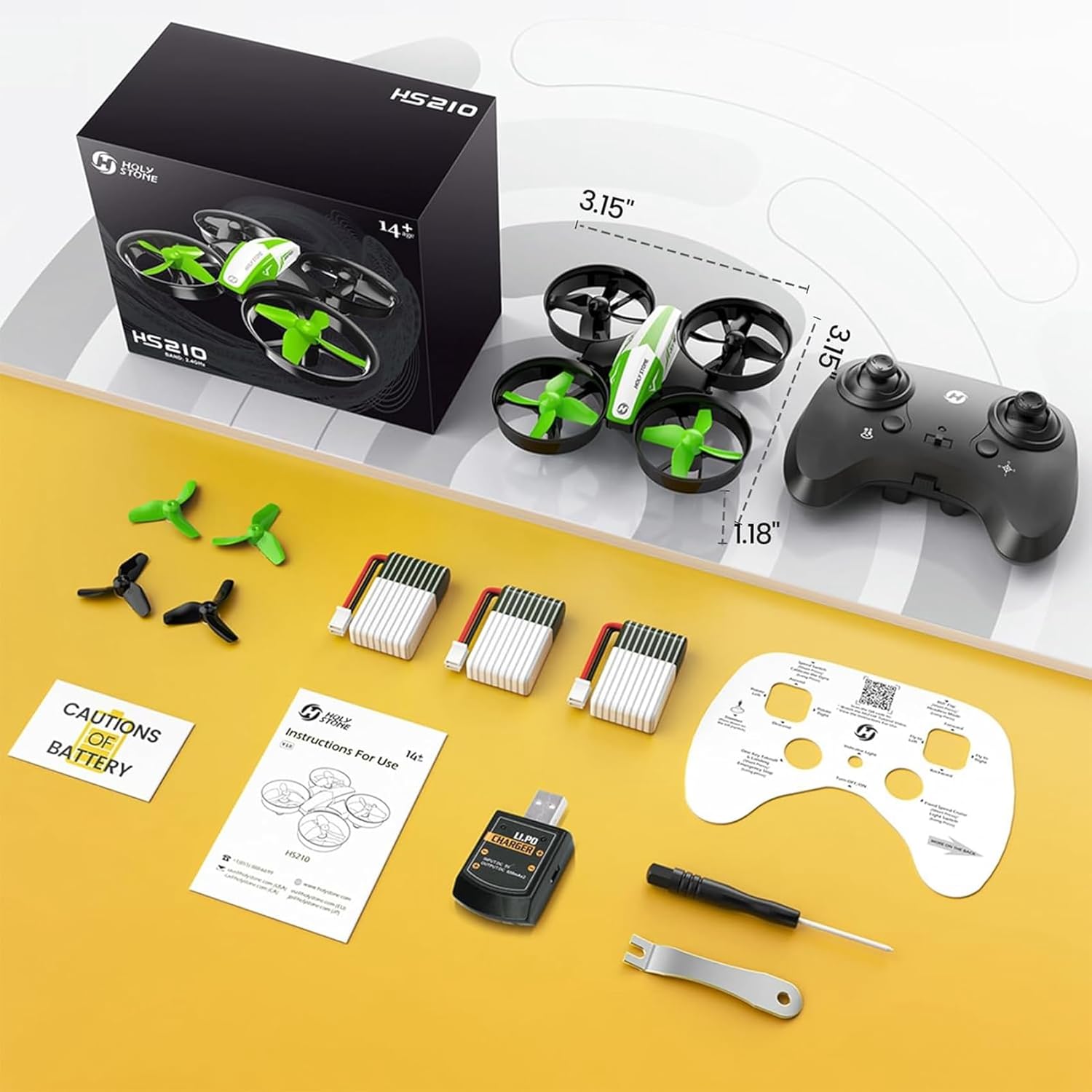 Holy Stone HS210 Mini Drone with One-Key Start/Landing, Altitude Hold, Circle Fly, Auto Hover, 3D Flips, Headless Mode and 3 Batteries, Great Gift Toy